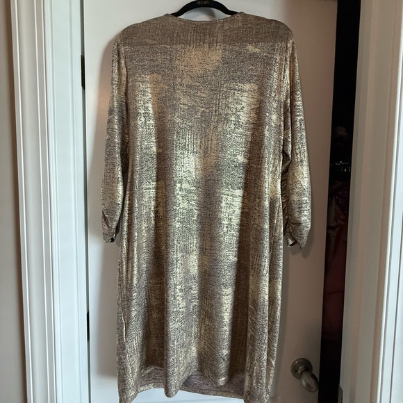 JM Collection Rhinestone Zip Front Brush Gold Dress - Picture 5 of 5